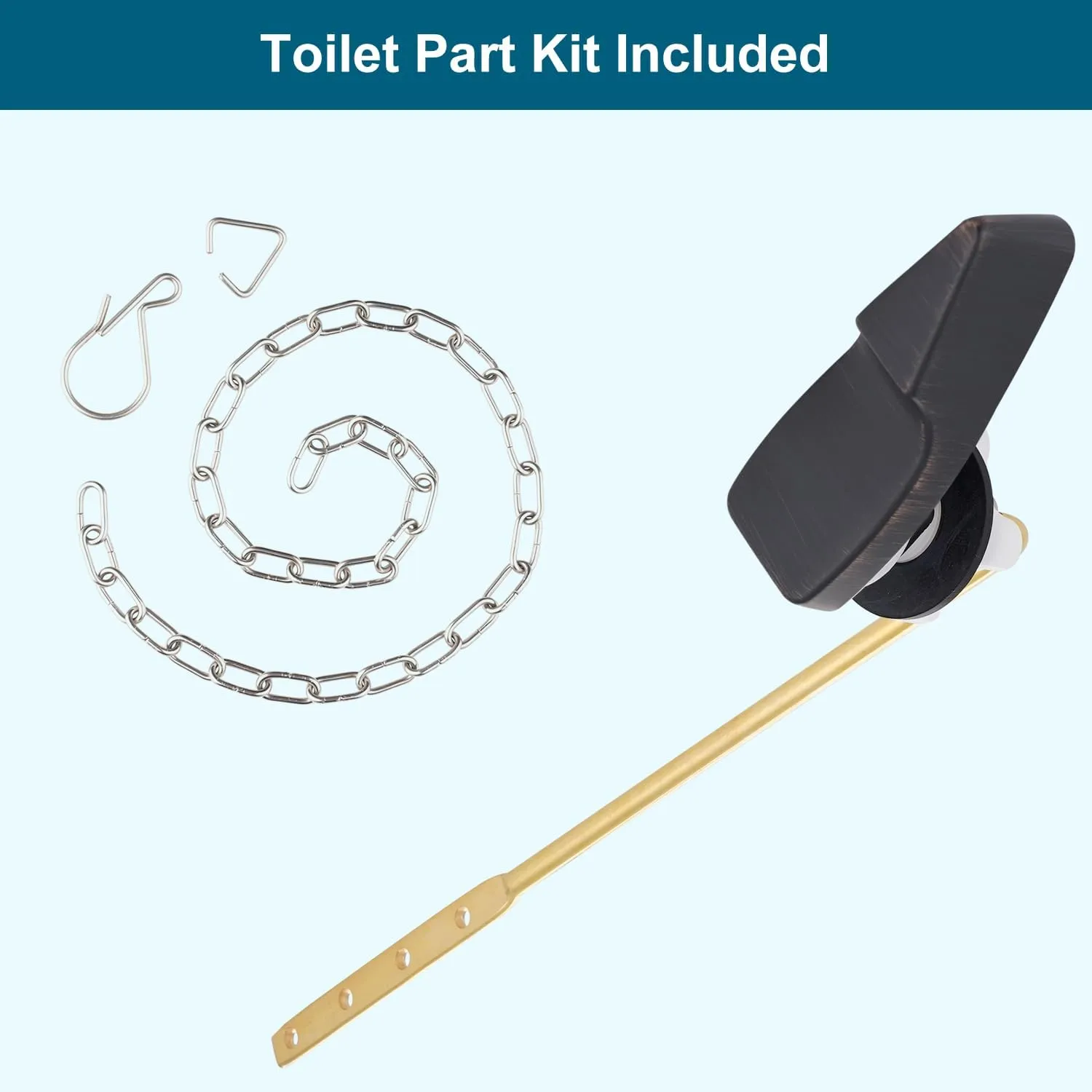 Hygie Rinse Front Mount Metal Toilet Handle Replacement Kit Compatible with American Standard/Mansfield/Gerber Toilet, Toilet Tank Flusher Lever with Flapper Chain, Oil-Rubbed Bronze