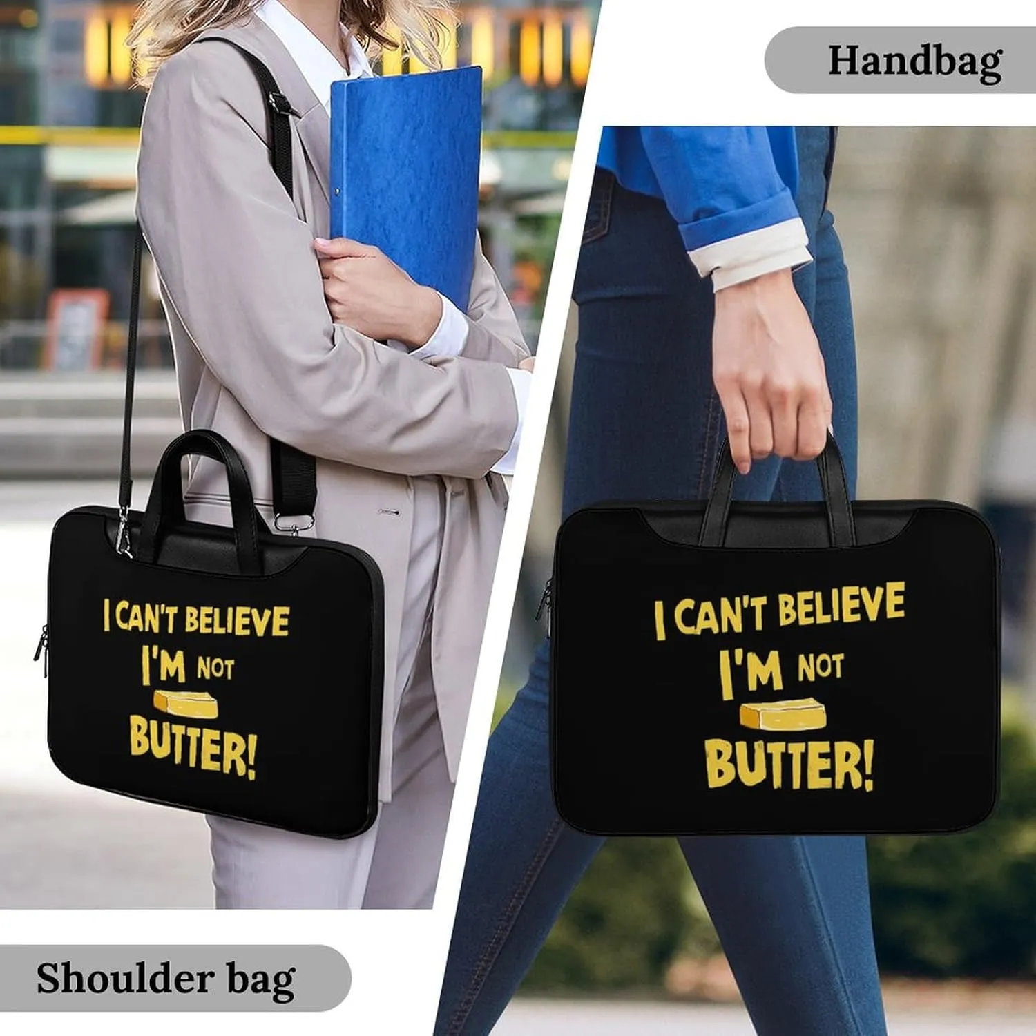 I Can't Believe I'm Not Butter! Leather Bag Laptop Case Slim Water Resistant Computer Bags with Handle Briefcase for Work
