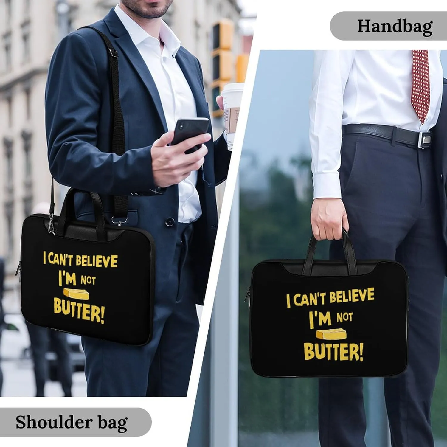 I Can't Believe I'm Not Butter! Leather Bag Laptop Case Slim Water Resistant Computer Bags with Handle Briefcase for Work