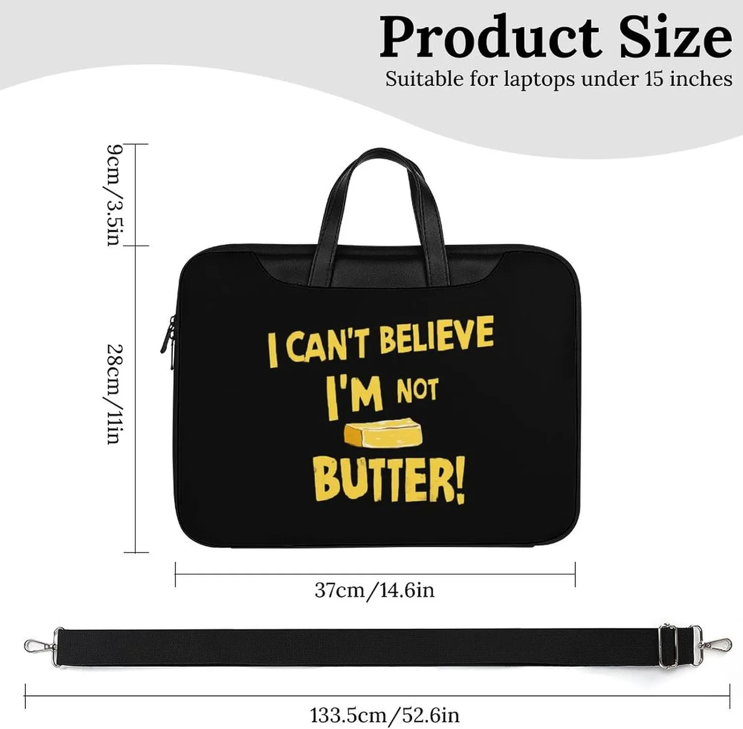 I Can't Believe I'm Not Butter! Leather Bag Laptop Case Slim Water Resistant Computer Bags with Handle Briefcase for Work