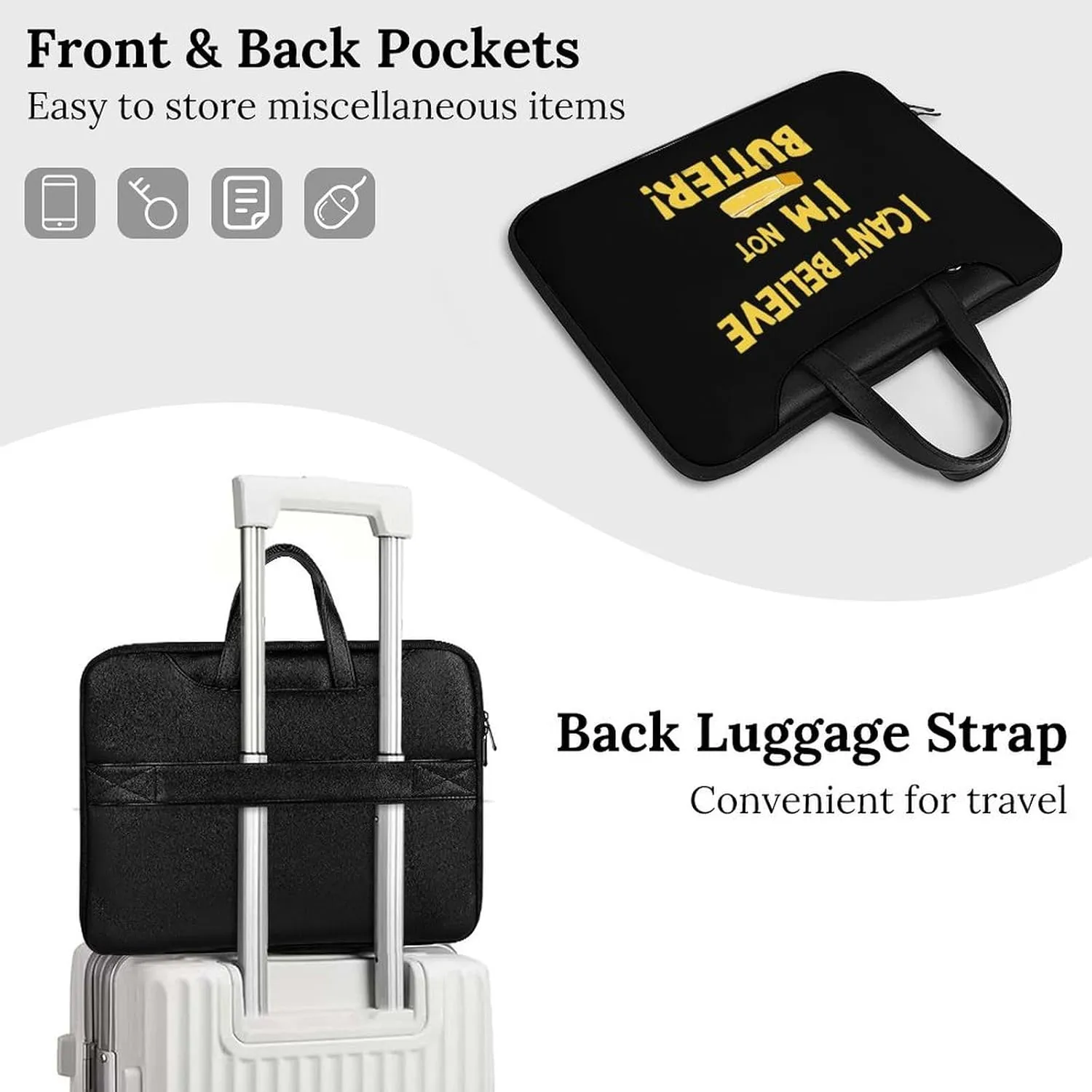 I Can't Believe I'm Not Butter! Leather Bag Laptop Case Slim Water Resistant Computer Bags with Handle Briefcase for Work