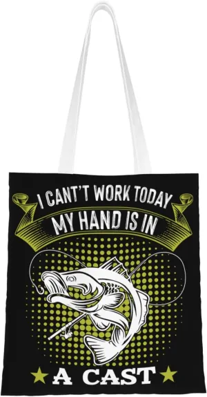 I Cant wore Today Ma Hand Is In A Cast Tote Bag for Women Canvas Shopping Bags Reusable Large Capacity Casual Shoulder Handbags Grocery Bags DIY Gift Bags