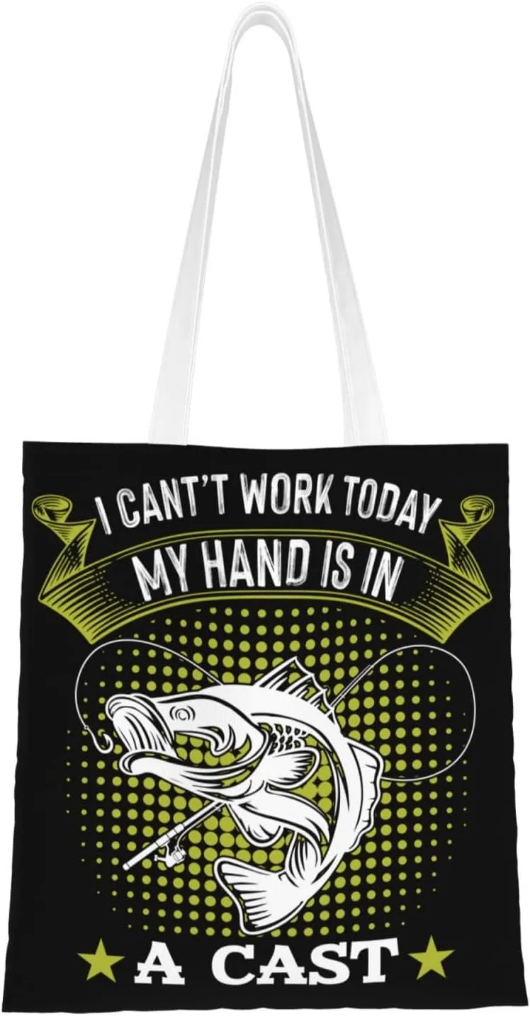 I Cant wore Today Ma Hand Is In A Cast Tote Bag for Women Canvas Shopping Bags Reusable Large Capacity Casual Shoulder Handbags Grocery Bags DIY Gift Bags