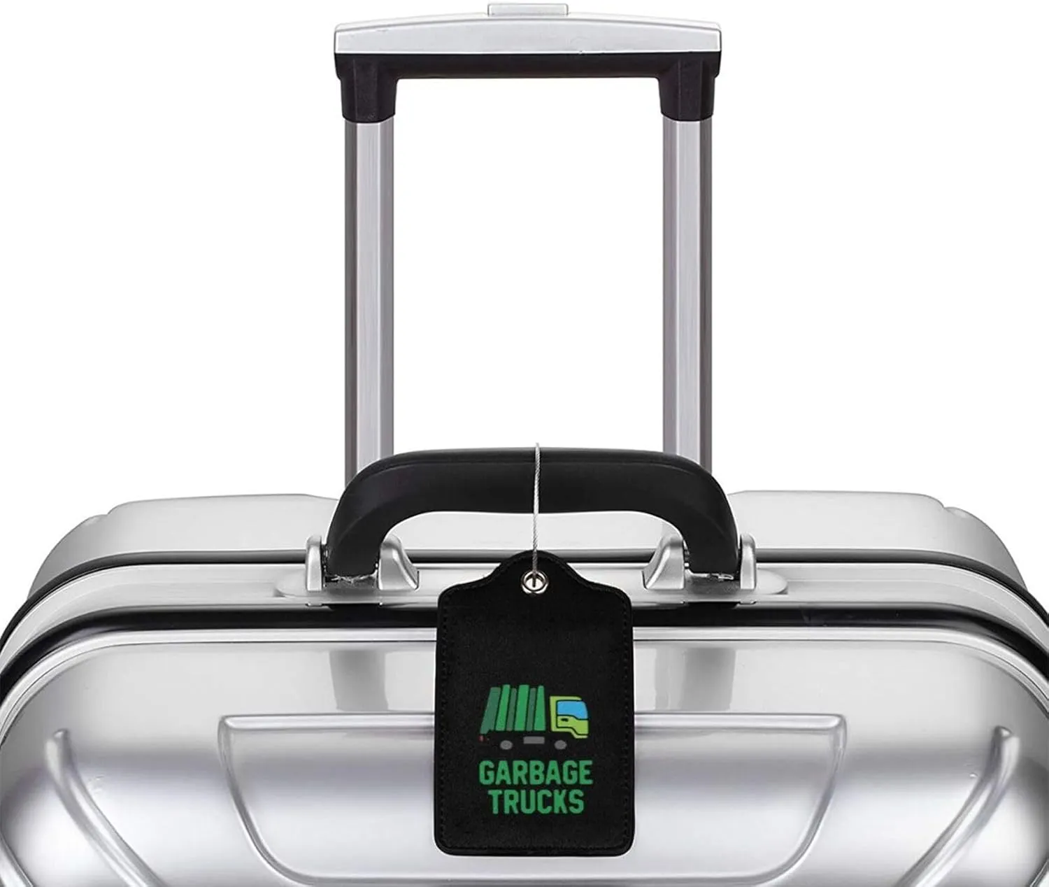 I Heart Love Garbage Trucks Leather Baggage Bag Luggage Tags with Stainless Steel Loop and Privacy Cover
