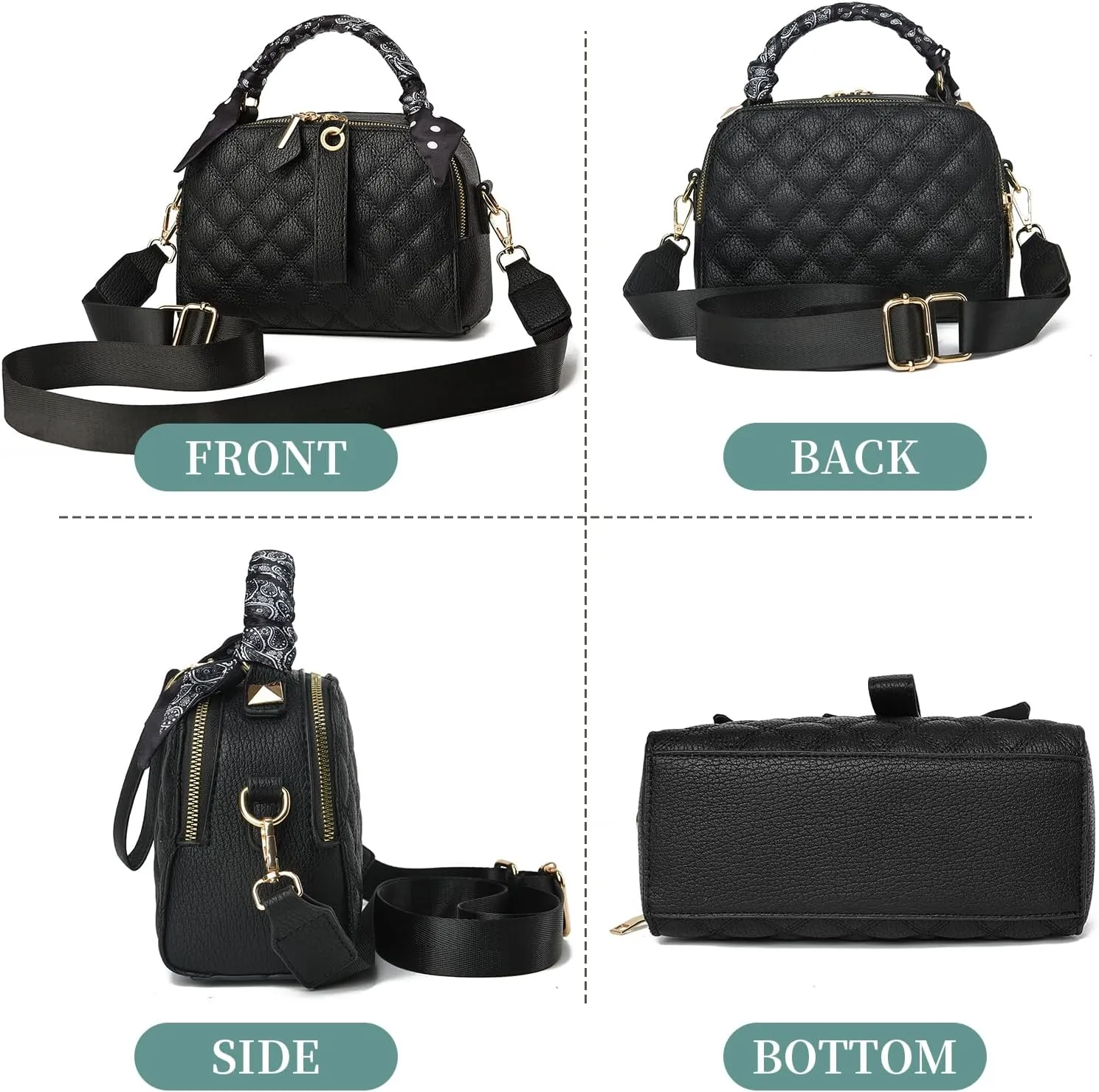 I IHAYNER Crossbody Bags for Women Soft Leather Purses Top Handle Handbags for Travel Designer Shoulder Bags with Wide Strap