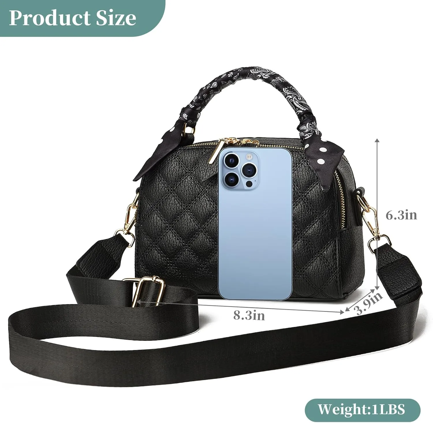 I IHAYNER Crossbody Bags for Women Soft Leather Purses Top Handle Handbags for Travel Designer Shoulder Bags with Wide Strap