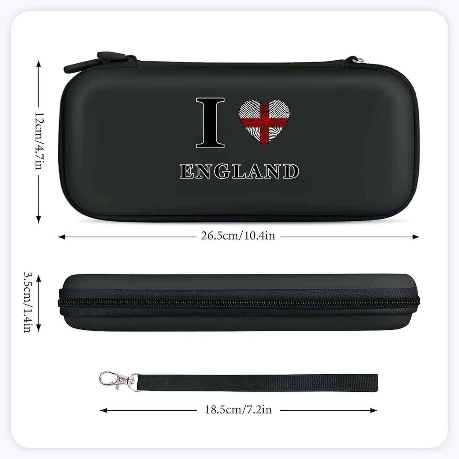 I Love England Britain Compatible with Switch Carrying Case Hard Travel Game Bag Pouch with 15 Games Accessories