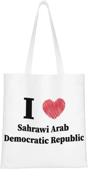 I Love Sahrawi Arab Democratic Republic Tote Bag for Women Canvas Shopping Bags Reusable Large Capacity Casual Shoulder Handbags Grocery Bags DIY Gift Bags