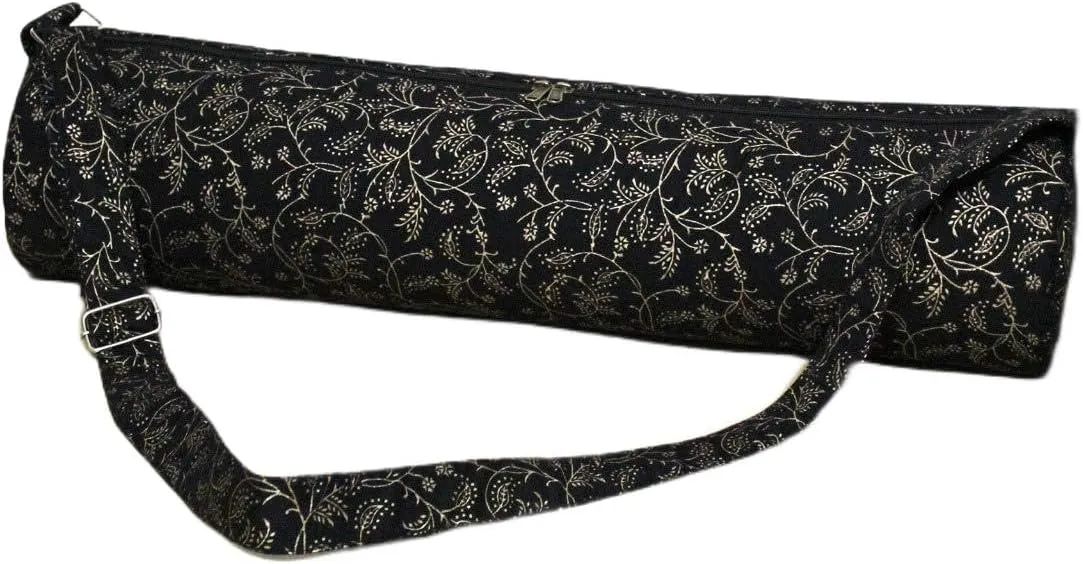 ICC Black Gold Mandala Full-Zip Exercise Yoga Mat Carry Bag Gym Beach Pilates Carrier Bags Hippie Mandala Indian Cotton Bag