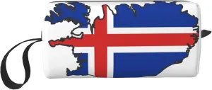 Iceland Flag Map print Travel Cosmetic Bag Gifts for Women Portable Make Up Bags for Women Mother Sister