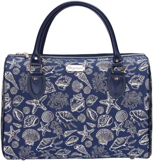 ignare Tapestry Duffle Bag Overnight Bags Weekend Bag for Women with Navy Blue Sea Shell (TRAV-SHELL)