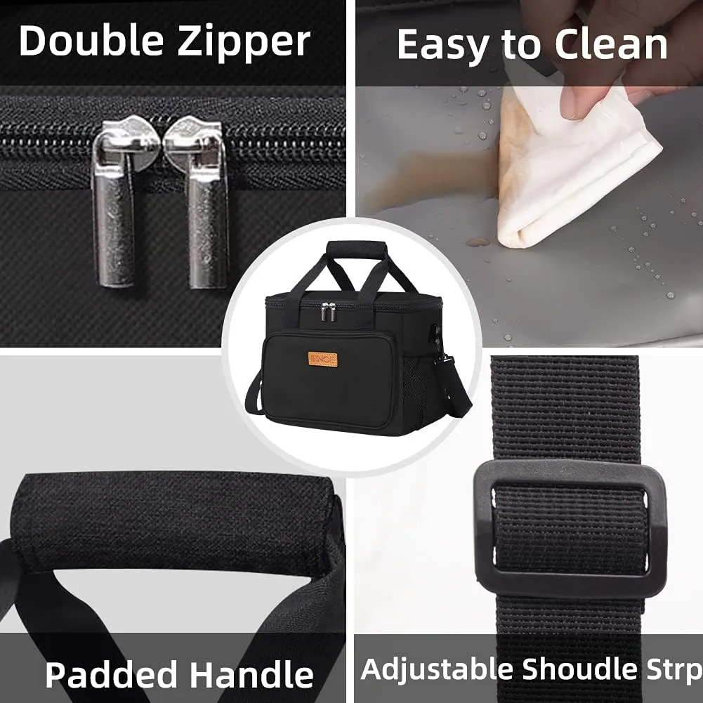 iknoe Insulated Thickened Lunch Bag for Women & Men, 14L Soft Coolers Leak Proof, Insulated Tote Bags with Zippered Top Great for Work,Picnic and Beach, Black 18-Can