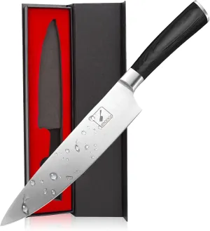 imarku Chef Knife - Pro Kitchen Knife 8 Inch Chef's Knives Japanese SUS440A Stainless Steel Sharp Paring Knife with Ergonomic Handle, Black Handle, Gifts for Father