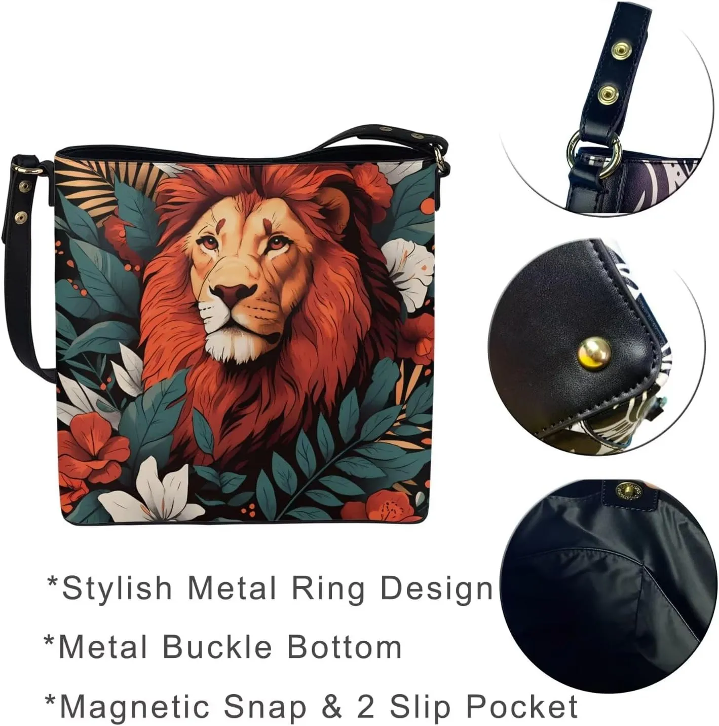 Impression Artwork Buckets Satchel Bags for Women, Painting PU Leather Crossbody Hobo Purses Tote Work Top Handle