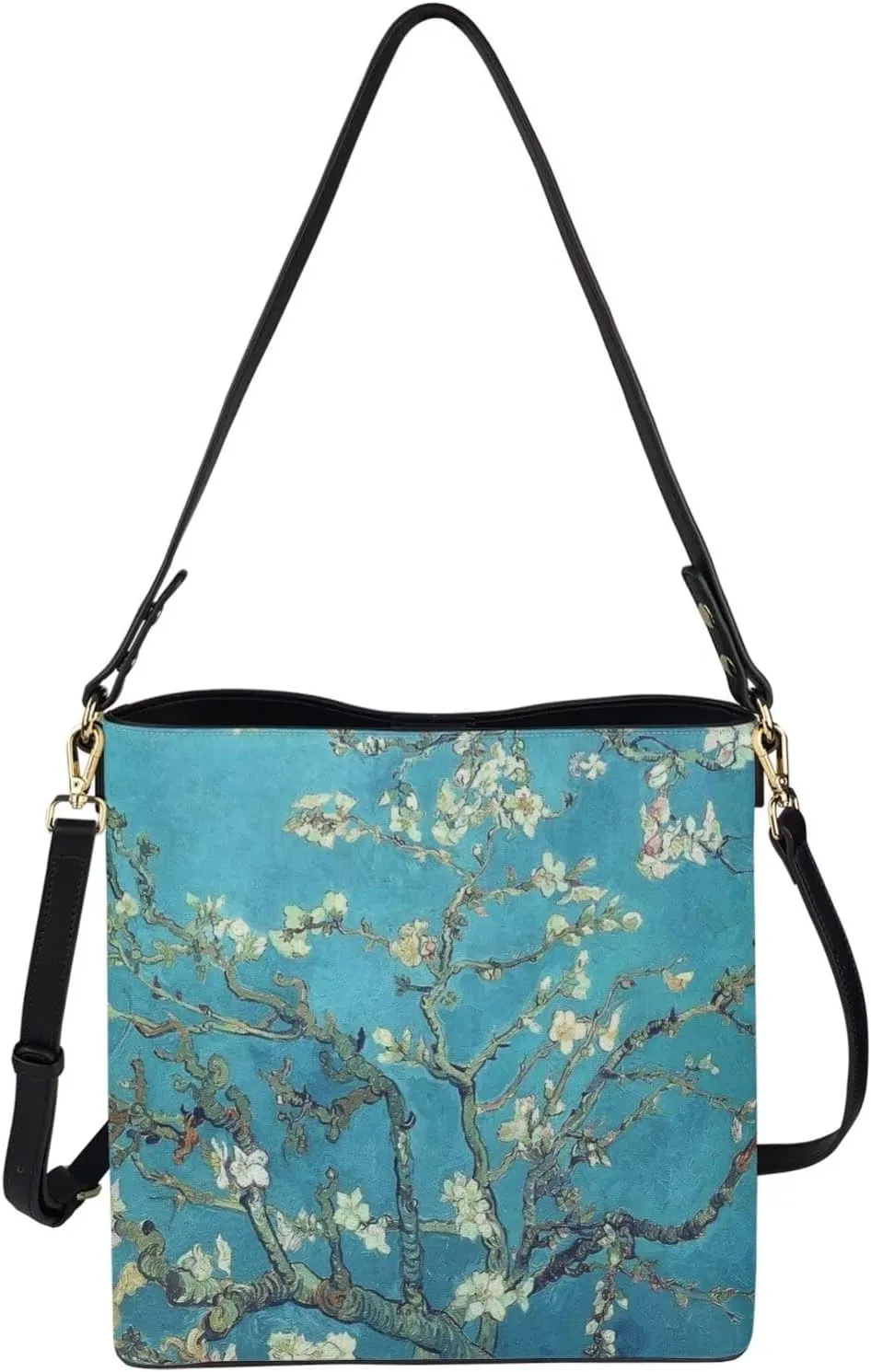 Impression Artwork Buckets Satchel Bags for Women, Painting PU Leather Crossbody Hobo Purses Tote Work Top Handle