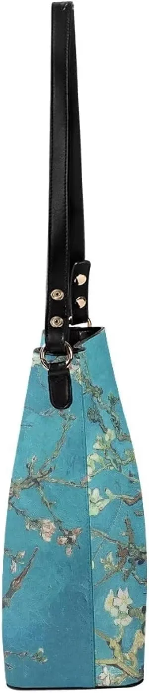 Impression Artwork Buckets Satchel Bags for Women, Painting PU Leather Crossbody Hobo Purses Tote Work Top Handle