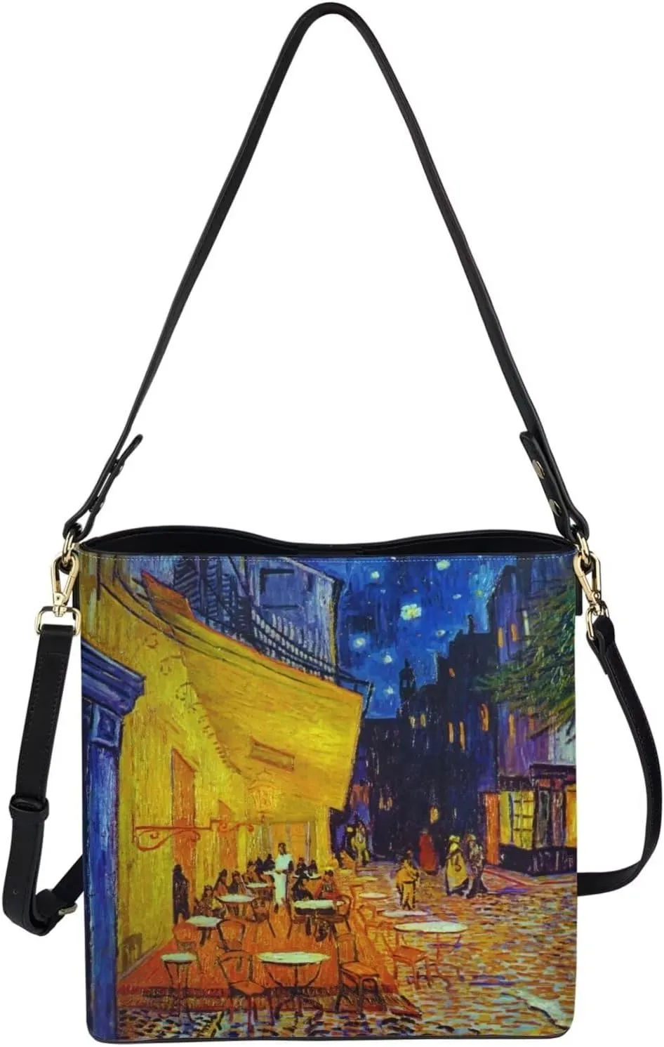 Impression Artwork Buckets Satchel Bags for Women, Painting PU Leather Crossbody Hobo Purses Tote Work Top Handle