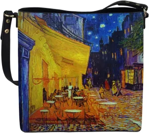 Impression Artwork Buckets Satchel Bags for Women, Painting PU Leather Crossbody Hobo Purses Tote Work Top Handle