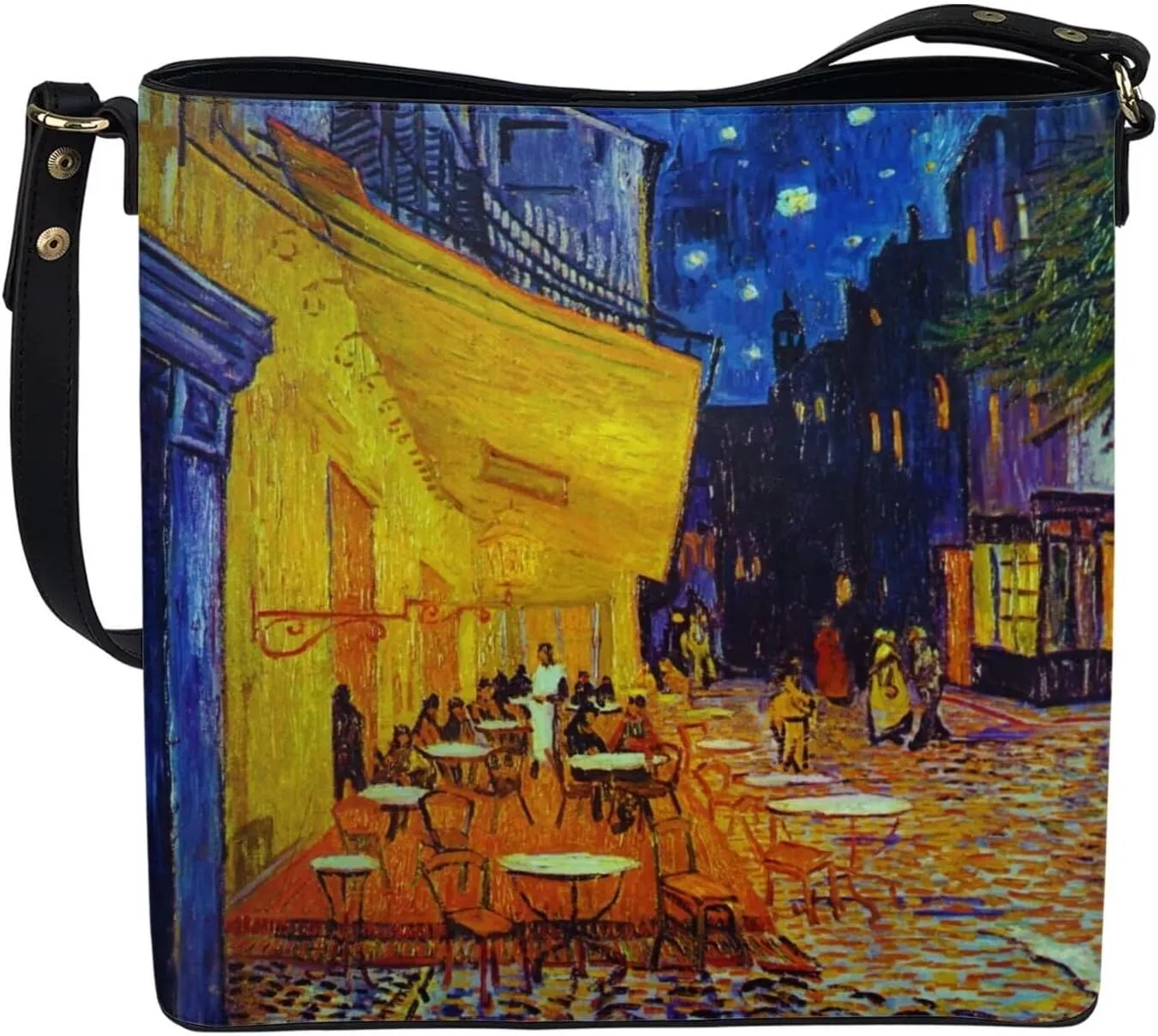 Impression Artwork Buckets Satchel Bags for Women, Painting PU Leather Crossbody Hobo Purses Tote Work Top Handle