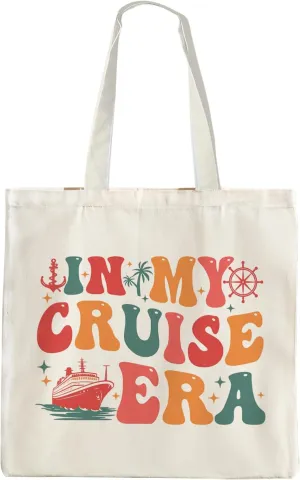 In My Cruise Era Canvas Tote Bag, Funny Cruise Tote Bag, Crew Gift Bag
