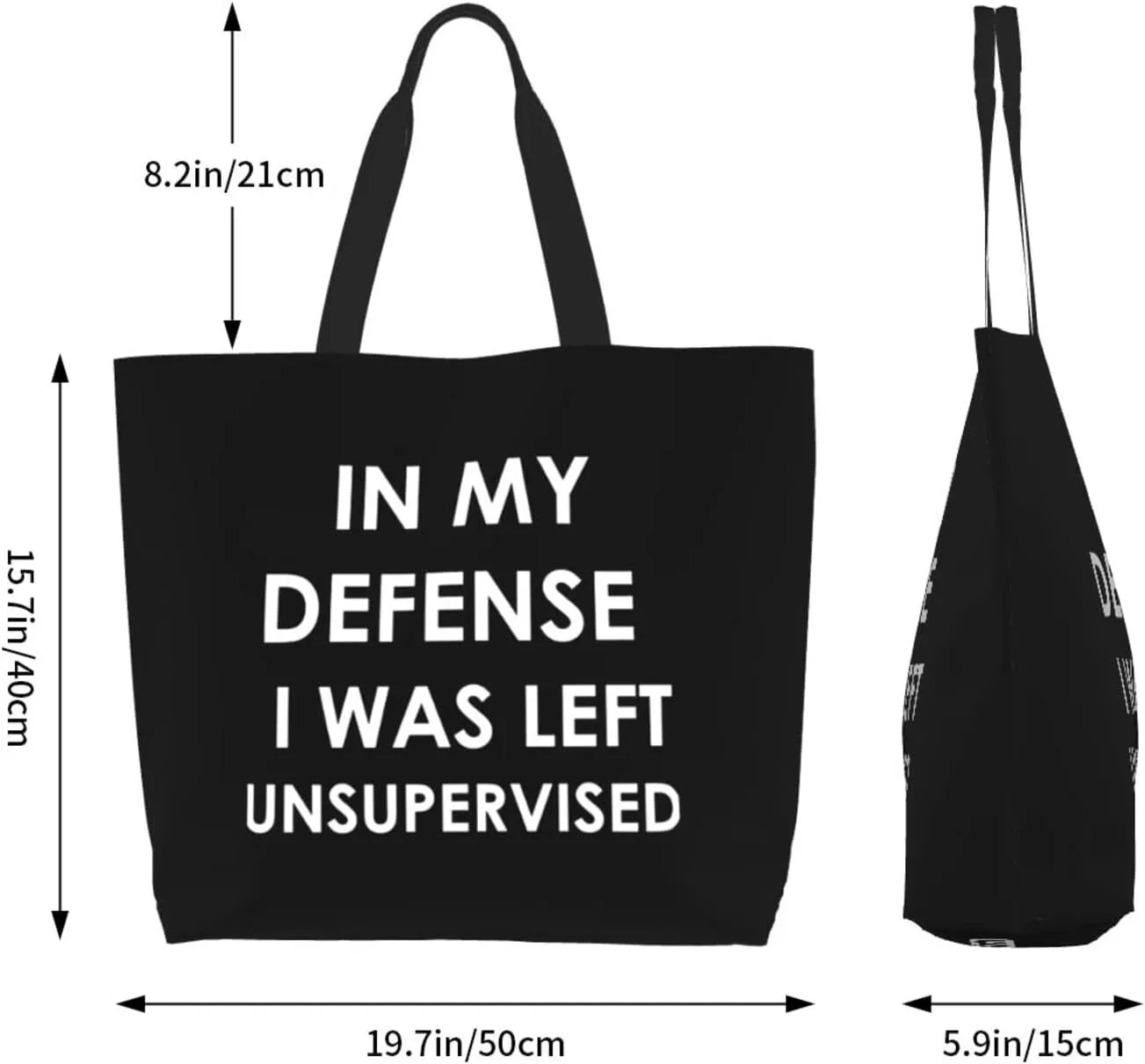 In My Defense I Was Left For Unsupervised Women'S Lightweight Canvas Handbag Reusable Shopping Bag