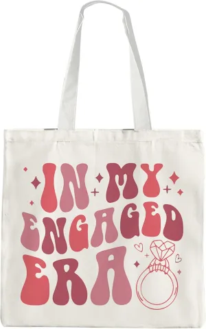 In My Engaged Era Canvas Tote Bag - Pink Bride Engagement Canvas Shoulder Bag, Bride Tote Bag, Engagement Gifts for Her
