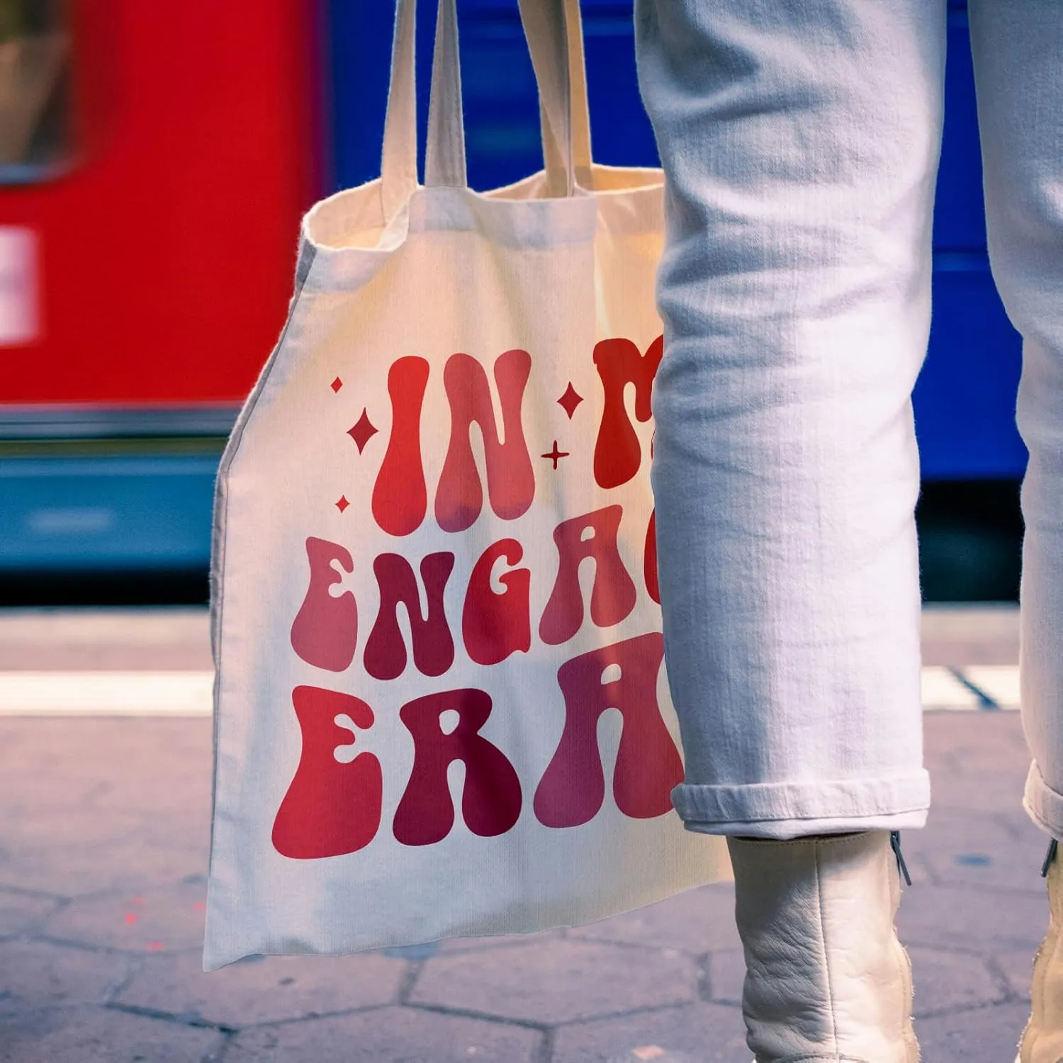 In My Engaged Era Canvas Tote Bag - Pink Bride Engagement Canvas Shoulder Bag, Bride Tote Bag, Engagement Gifts for Her