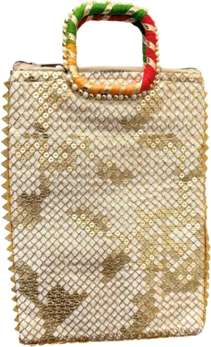 Indian Ethnic Potli bag Ladies Handbag Purse for Bridal Batwa Pearls Handle Purse Clutch Purse for Women