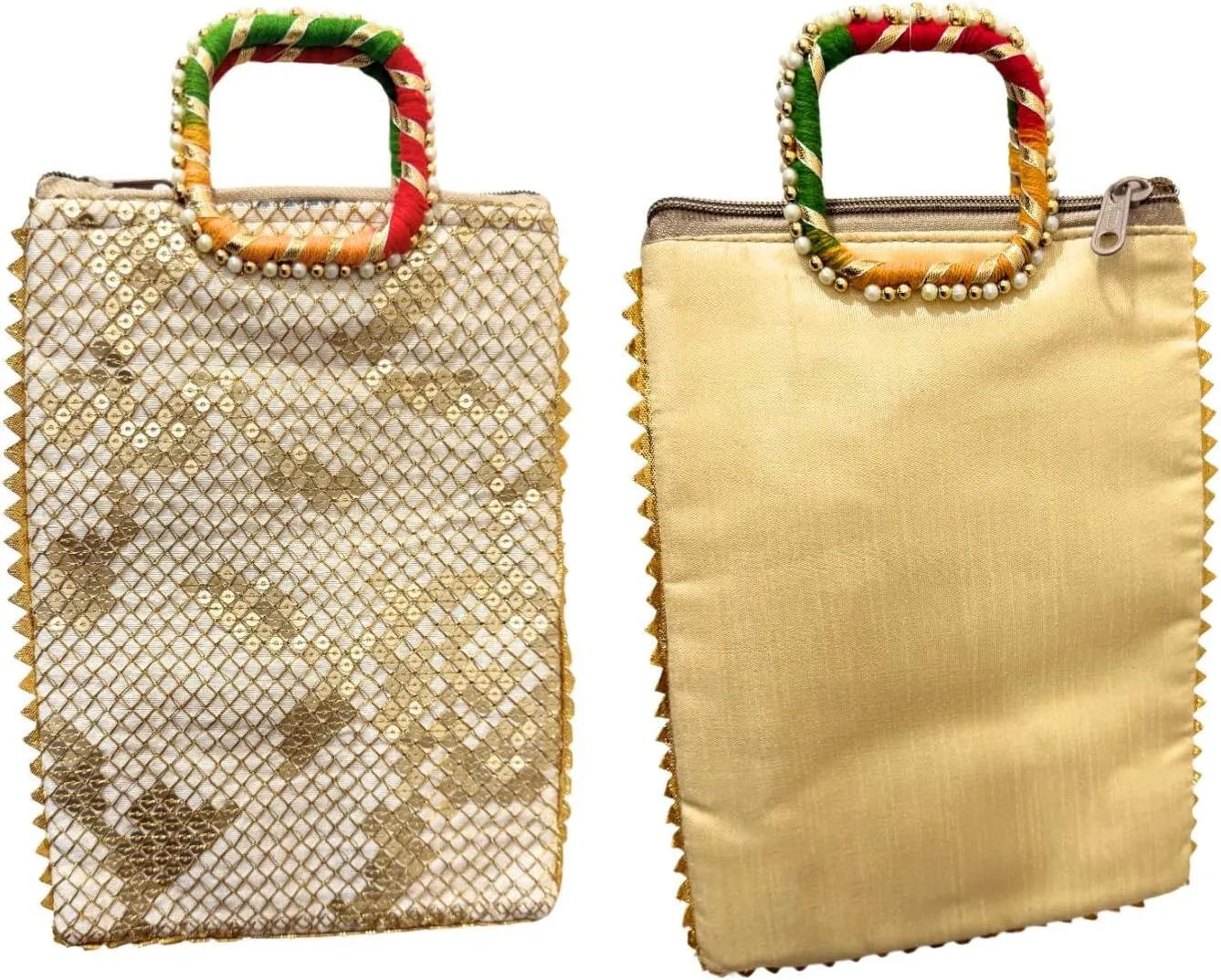 Indian Ethnic Potli bag Ladies Handbag Purse for Bridal Batwa Pearls Handle Purse Clutch Purse for Women