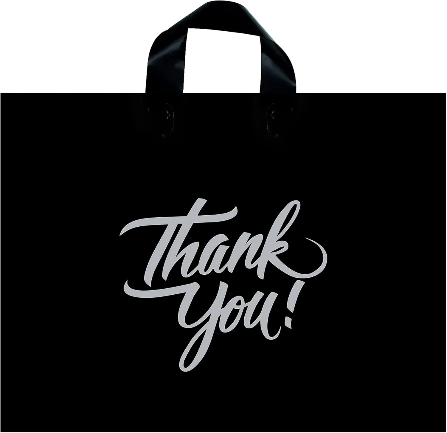 Infinite Pack Large Thank You Merchandise Bags w/Loop Handle, Glossy Boutique Bag, 3" Bottom Gusset & 3 Mil Thick