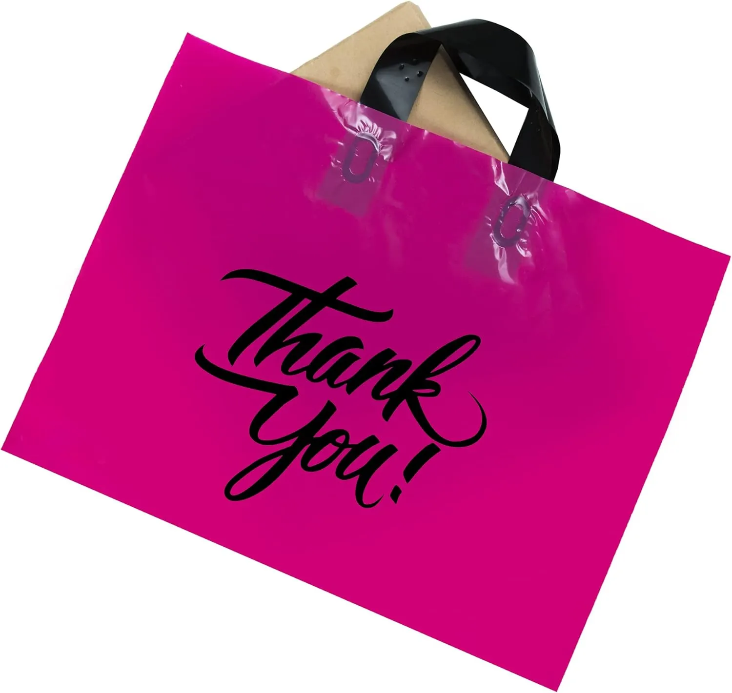 Infinite Pack Large Thank You Merchandise Bags w/Loop Handle, Glossy Boutique Bag, 3" Bottom Gusset & 3 Mil Thick