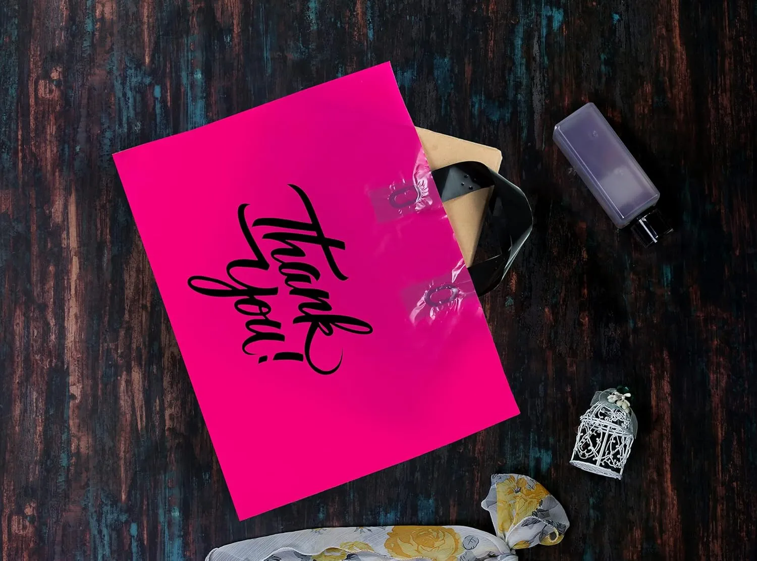 Infinite Pack Large Thank You Merchandise Bags w/Loop Handle, Glossy Boutique Bag, 3" Bottom Gusset & 3 Mil Thick