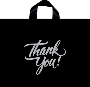 Infinite Pack Large Thank You Merchandise Bags w/Loop Handle, Glossy Boutique Bag, 3" Bottom Gusset & 3 Mil Thick