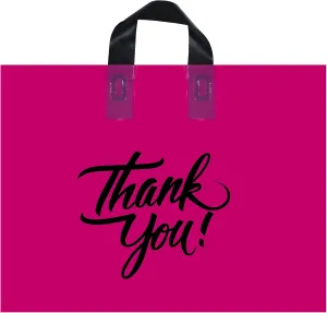 Infinite Pack Large Thank You Merchandise Bags w/Loop Handle, Glossy Boutique Bag, 3" Bottom Gusset & 3 Mil Thick