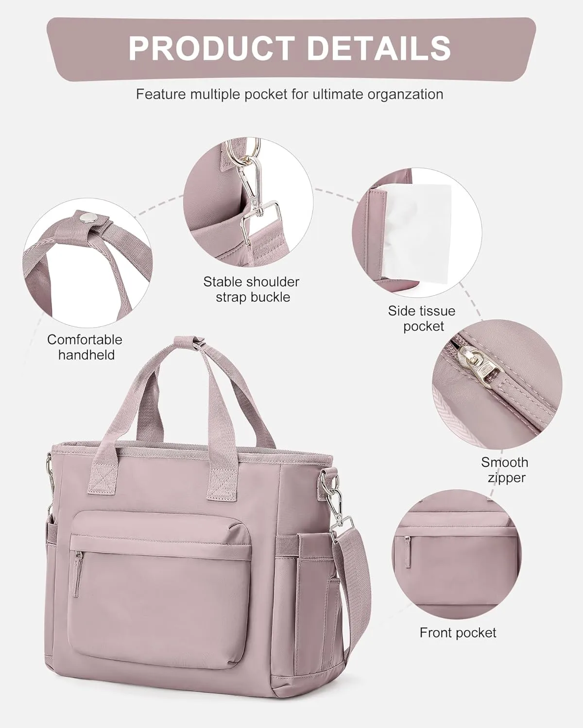 Insulated Lunch Bag Women Large Lunch Tote Bag with Shoulder Strap Adult Lunch Box Lunch Bags for Women Men Lunch Boxes for Work Pink Purple with Water Bottle Holder