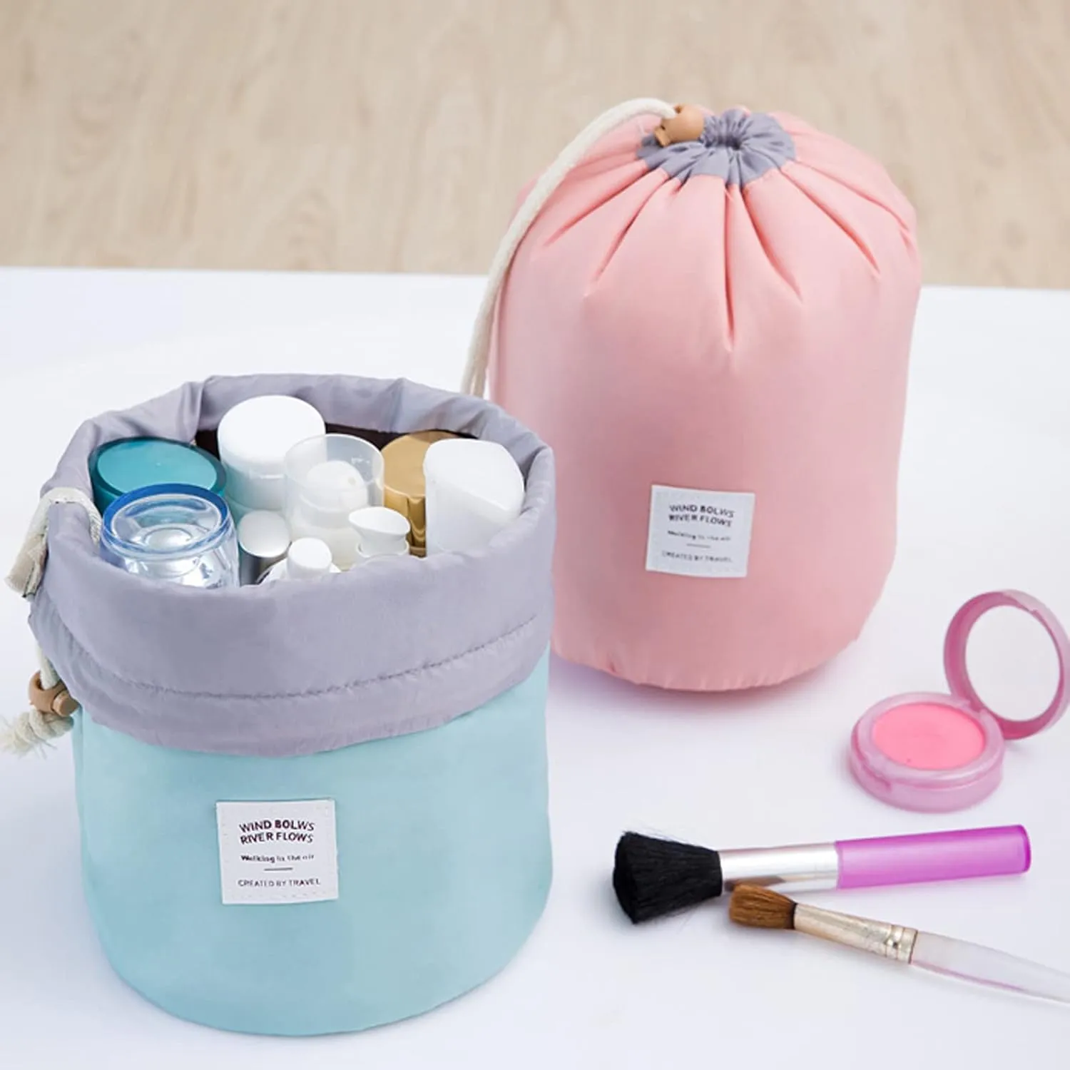 INVODA Drawstring Cosmetic Bag 8PCS Travel Makeup Bag for Women Toiletry Bag Portable Drawstring Make up Organizer Bag for Travel (8PCS)