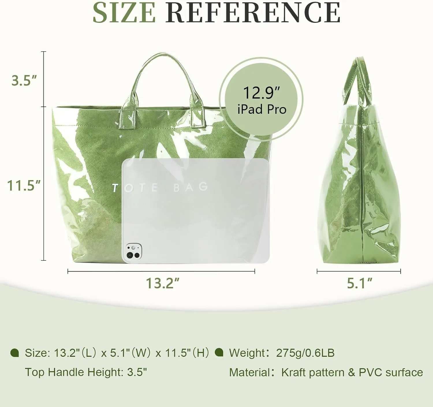 Iqimott PVC Tote Bag for Women, Letter Print Tote Bags Large Kraft Paper Handbag Carry All Hobo Bag,Clear Tote Top Handle Bag