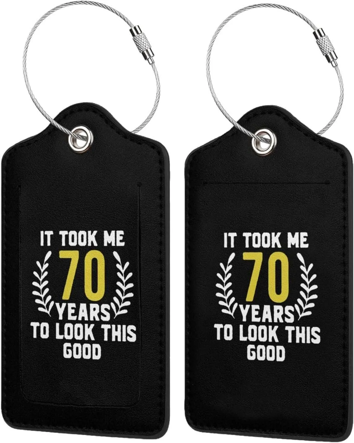 It Took Me 70 Years to Look This Good Leather Baggage Bag Luggage Tags with Stainless Steel Loop and Privacy Cover