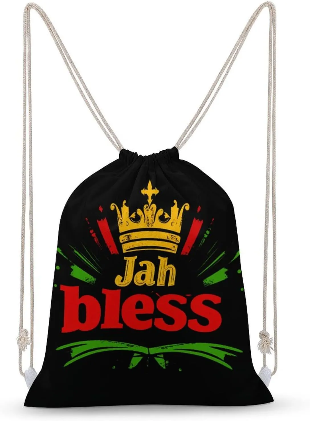 Jah Bless Jamaica Rastafari Unisex Backpack Casual Daypacks Canvas Bag for Camping Hiking Travel 30x40cm