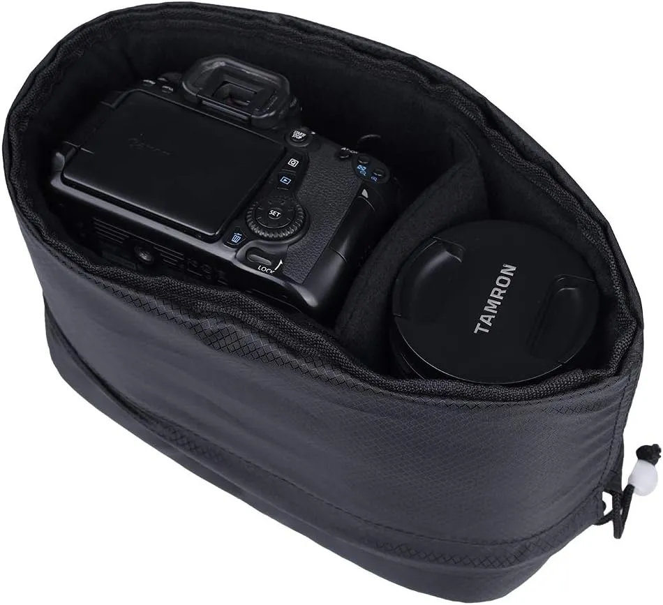 JAKAGO Shockproof Camera Insert Bag for SLR DSLR Mirrorless Camera Lens Flash Light Accessories Camera Pouch with Adjustable Dividers for Canon Nikon Sony Water Resistant Camera inner case(Black)