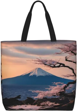Japan Mount Fuji Landscape print Women Tote Bags with Inner Bag Handbags with Pattern for Shopping Office