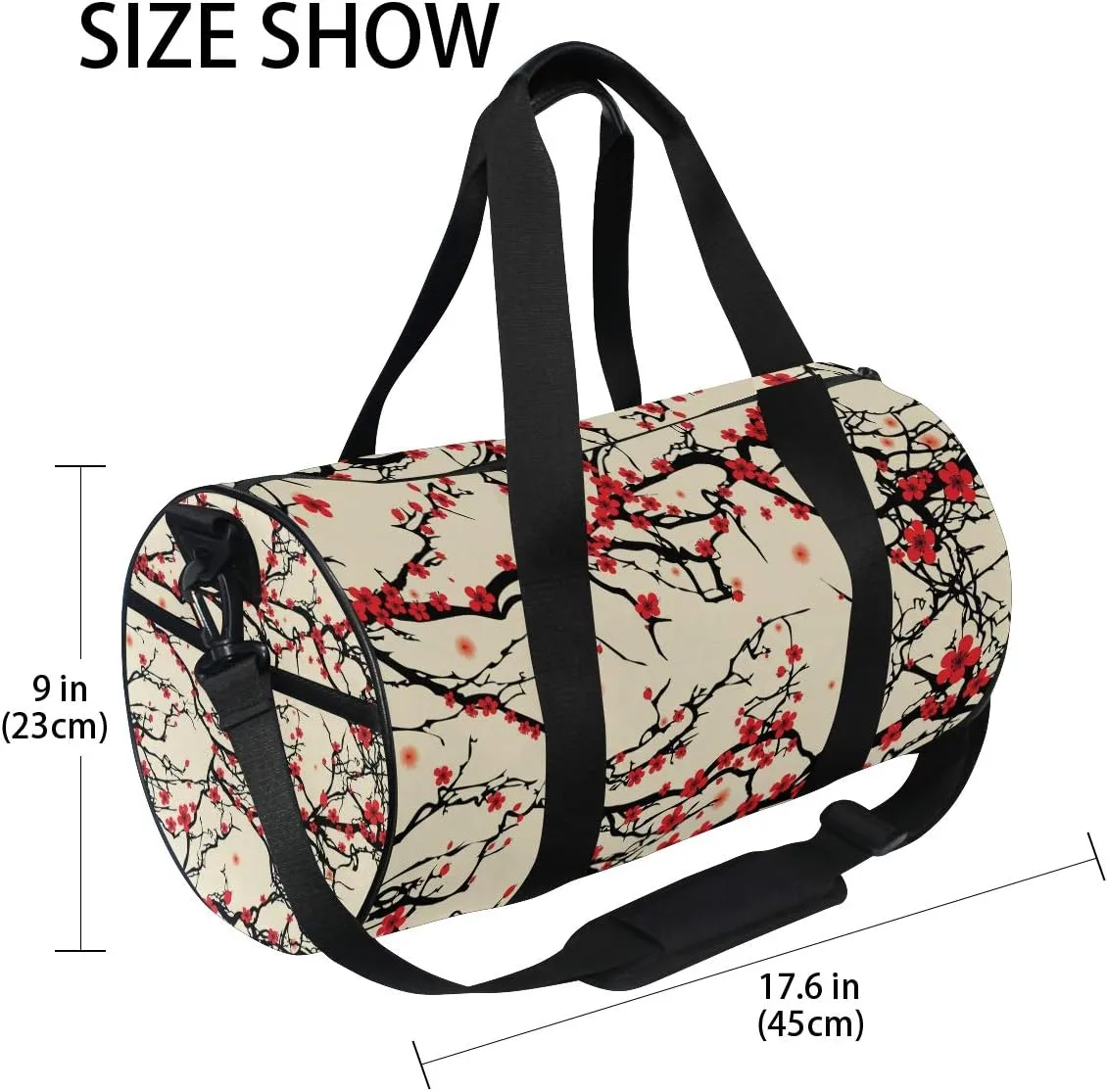 Japanese Cherry Blossom Sakura Duffel Bag,Canvas Travel Bag for Gym Sports and Overnight
