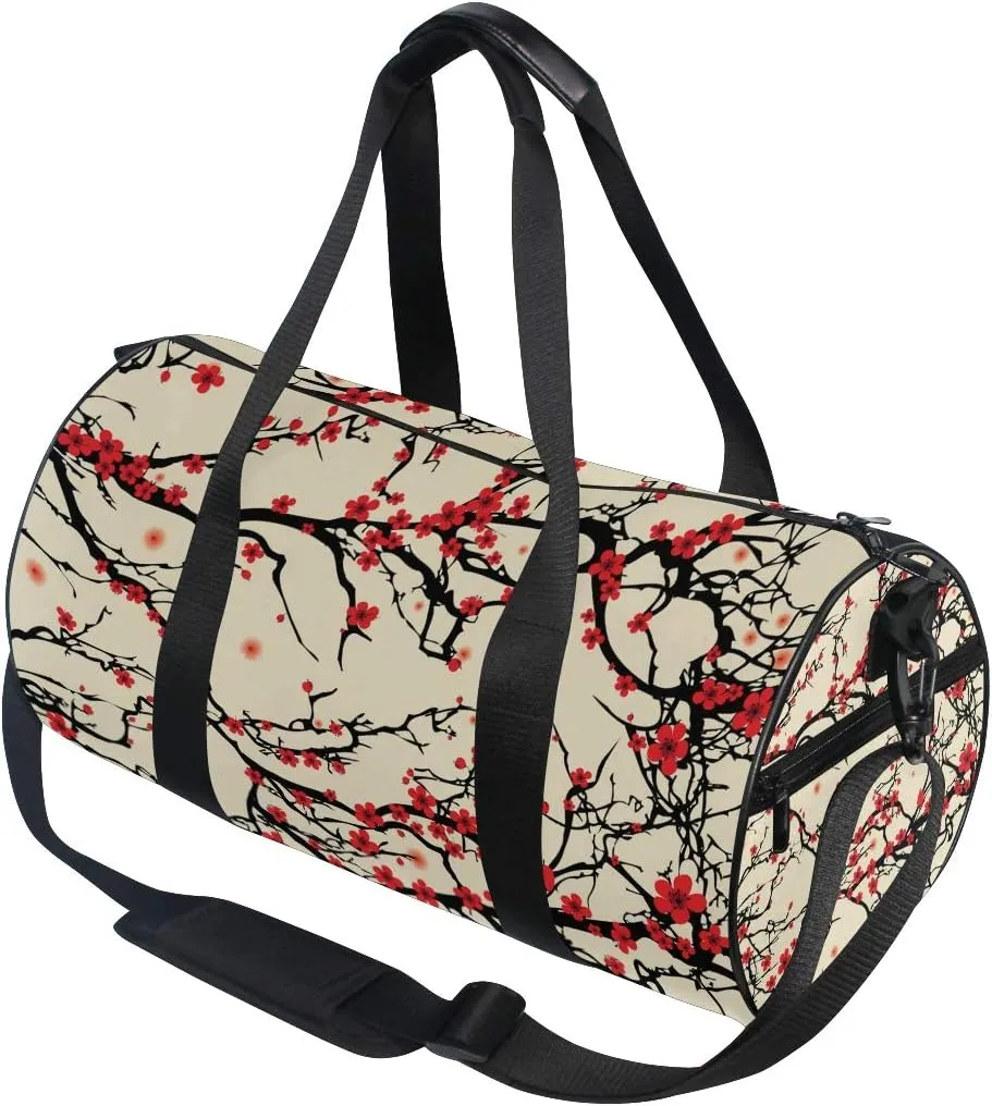 Japanese Cherry Blossom Sakura Duffel Bag,Canvas Travel Bag for Gym Sports and Overnight