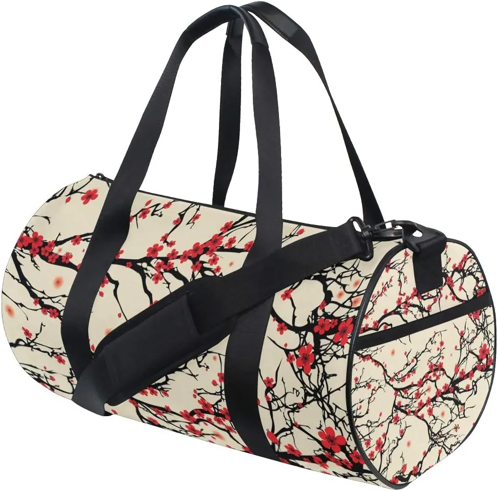 Japanese Cherry Blossom Sakura Duffel Bag,Canvas Travel Bag for Gym Sports and Overnight