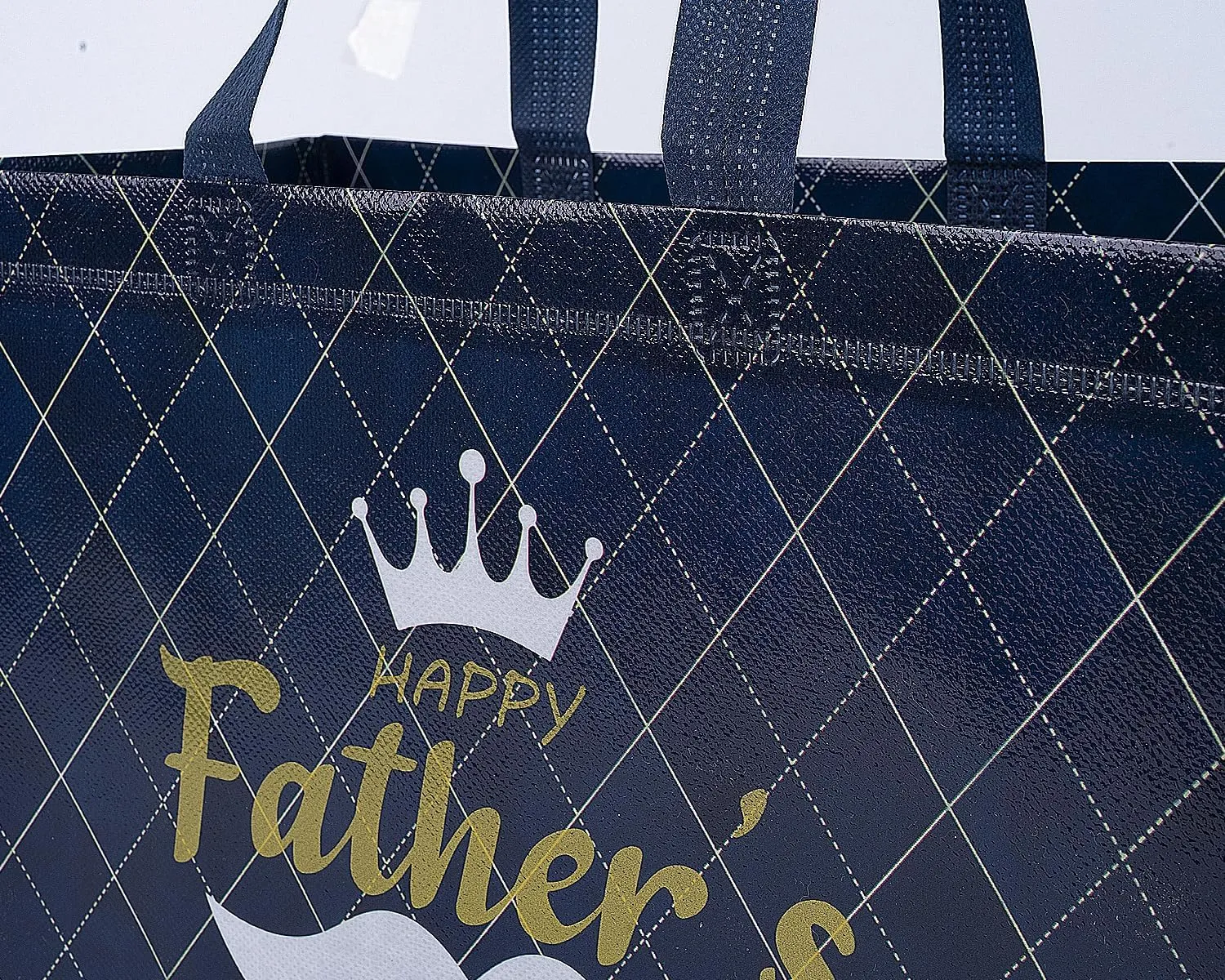 Jaywayang 10PCS 12.6" Happy Father's Day Gift Bag with Tissue Papers and Card, Large Reusable Non-Woven Fathers Day Bags with Handle for Men, Husband, Dad, Grandfather (Black, Blue)