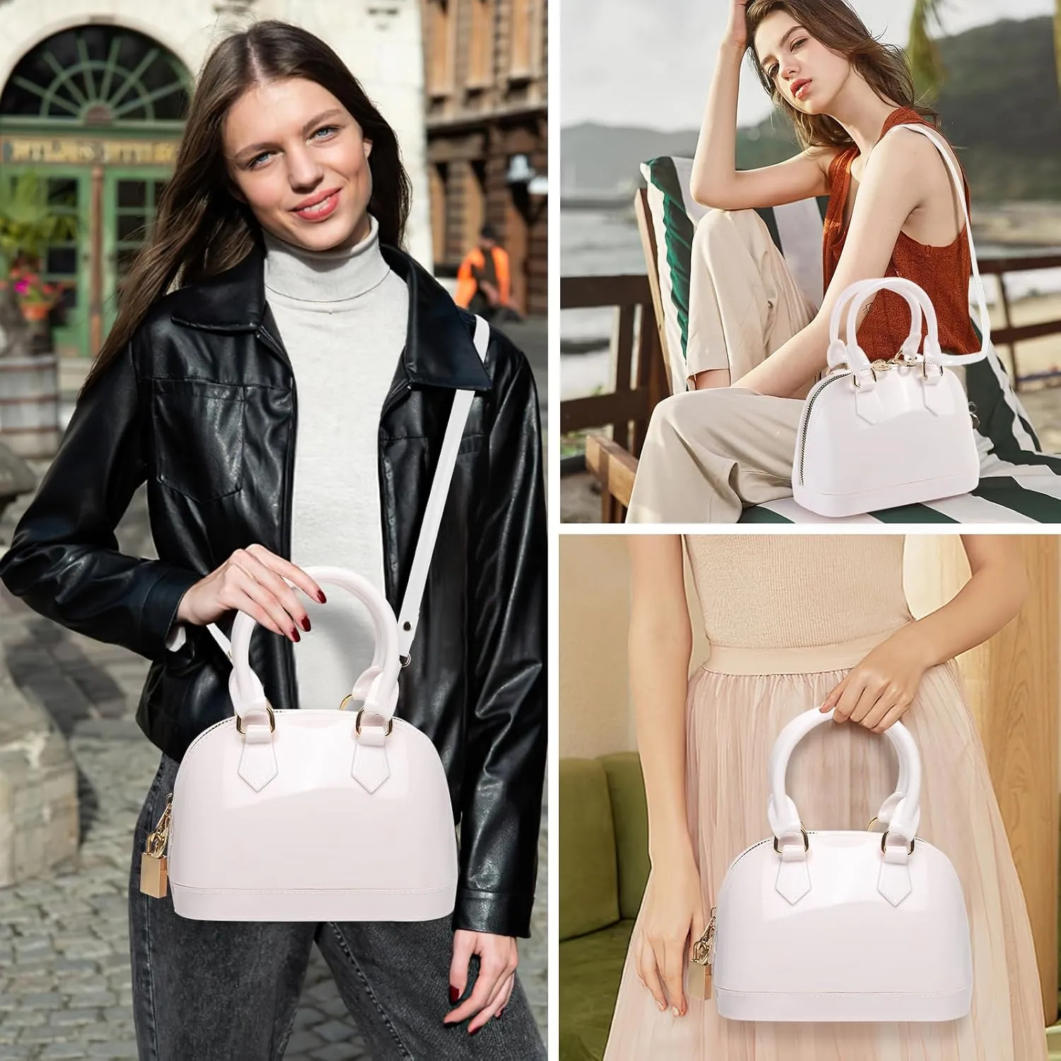 Jelly Crossbody Purse Shoulder Bag, Candy Color Tote Satchel Top-Handle Handbags for Women