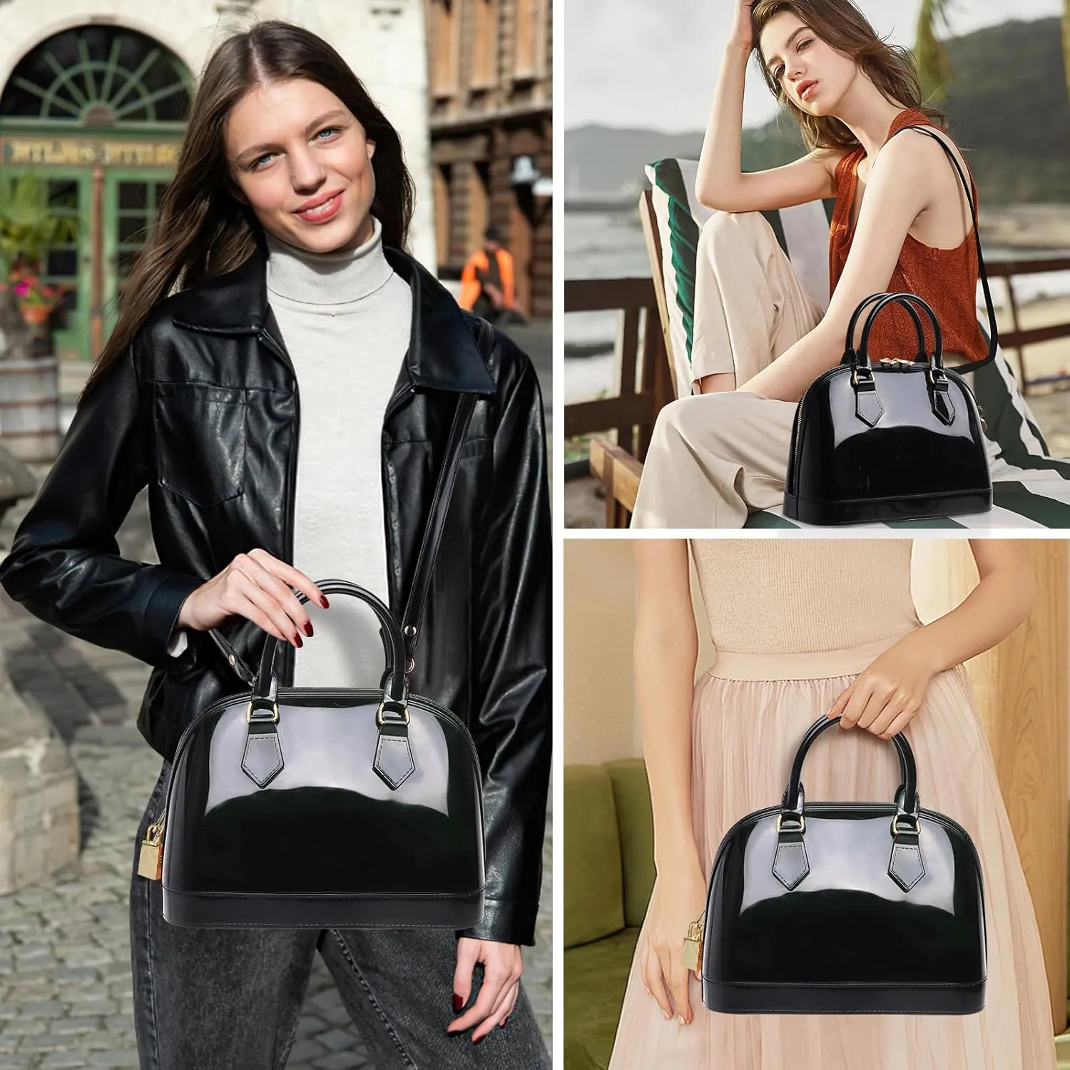 Jelly Crossbody Purse Shoulder Bag, Candy Color Tote Satchel Top-Handle Handbags for Women