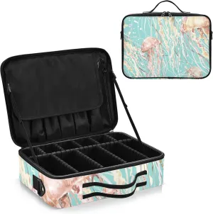 Jellyfish Pattern Travel Makeup Bag, Makeup Bags for Women, Travel Makeup Train Case, Professional Cosmetic Case Organizer Portable Artist Storage Bag for Cosmetics Makeup