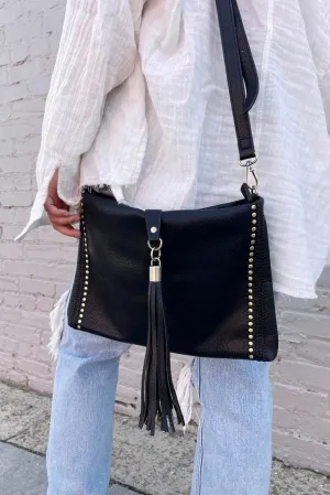 JEN & CO. Small Crossbody Bags for Women - Clutch Purse Vintage Handbag Marie Bag with Grommet Details and Tassel (M1941)