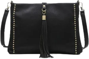 JEN & CO. Small Crossbody Bags for Women - Clutch Purse Vintage Handbag Marie Bag with Grommet Details and Tassel (M1941)